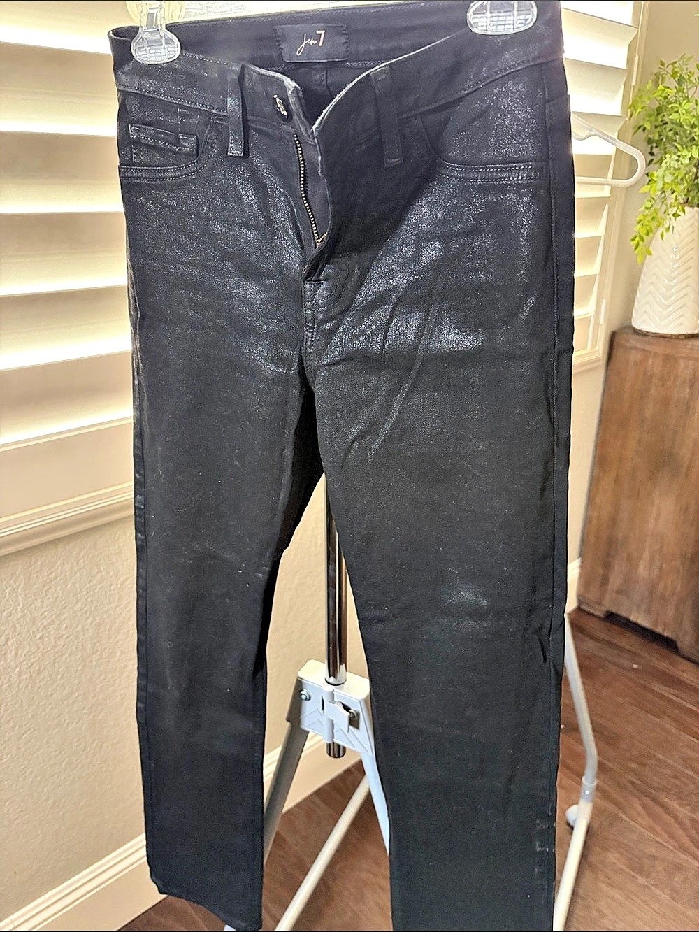Jen7 coated skinny jeans in Black Waist 2